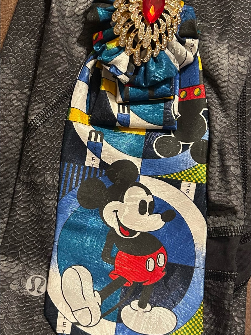 Disney Mickey Mouse Multicolor NeckTie necklace with red brooch